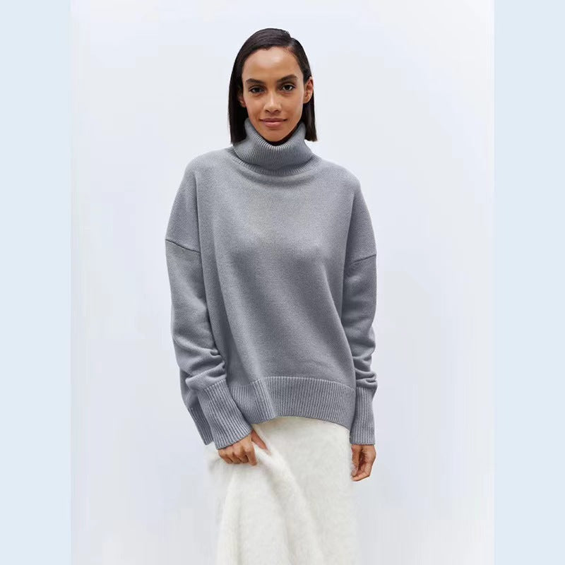 Loop collar sweater for women in soft material Lune London