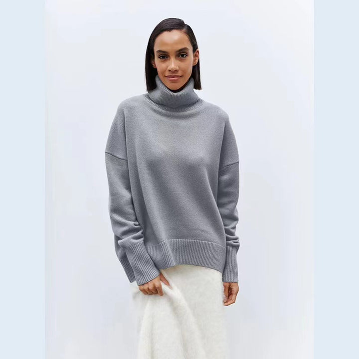 Loop collar sweater for women in soft material Lune London