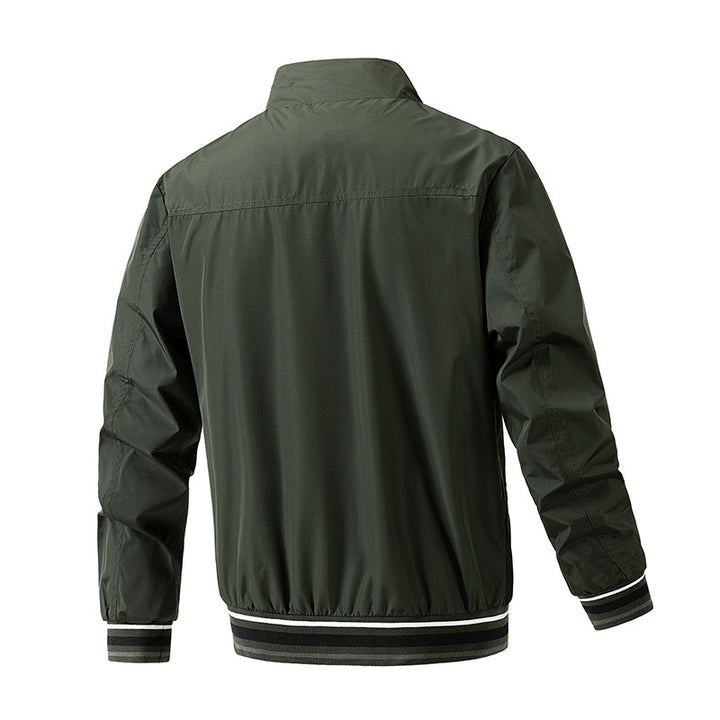 Fashionable men's bomber jacket with contrasting elements and a high collar Lune London