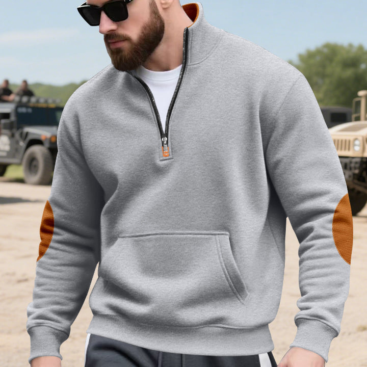 Casual hooded sweatshirt for men with half zipper and contrasting sleeves Lune London