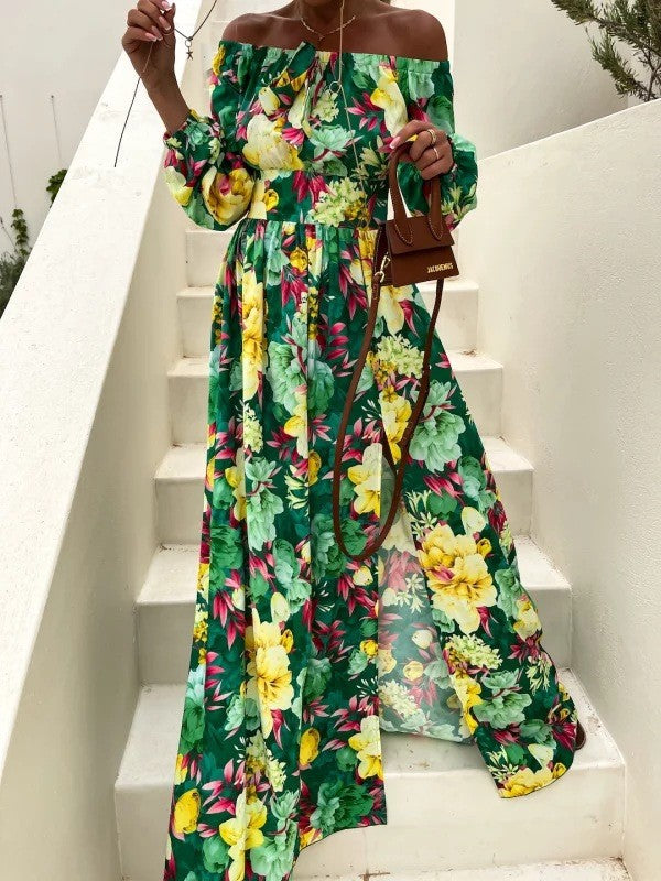 Chic and stylish floral maxi dress with off-the-shoulder for women