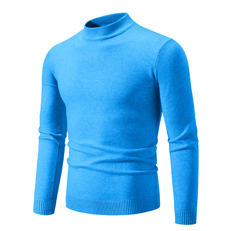 Men's Fine Knit Pullover with High Collar and Elastic Cuffs Lune London
