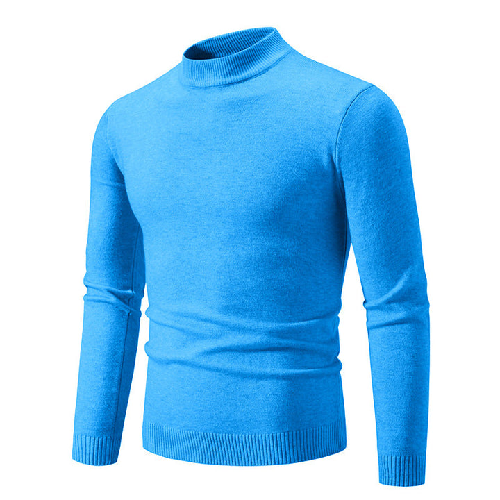Men's Fine Knit Pullover with High Collar and Elastic Cuffs Lune London