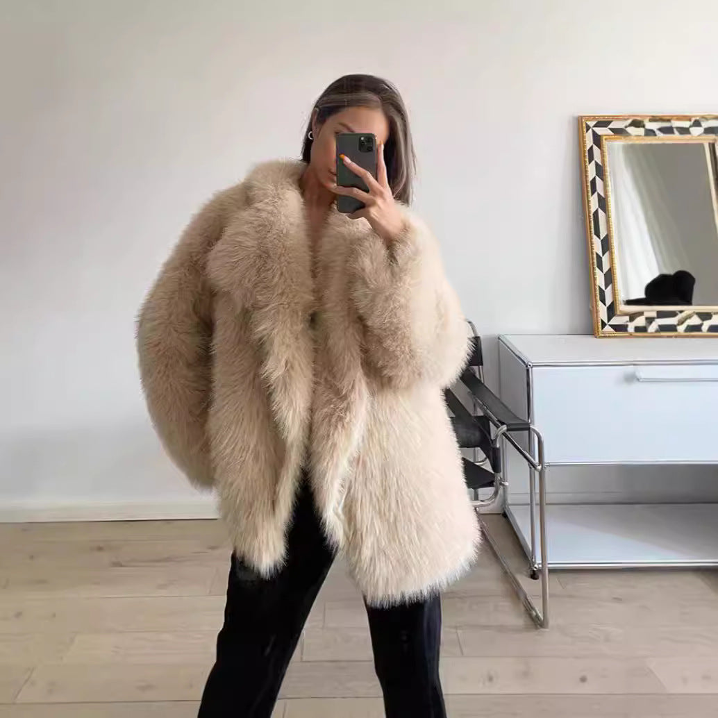 Ladies Boucle Faux Fur Jacket Lune London
