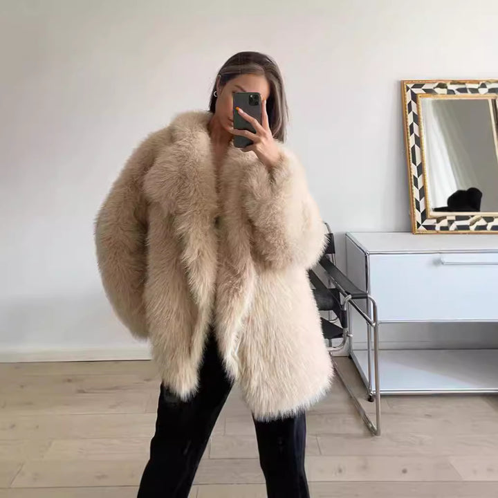 Ladies Boucle Faux Fur Jacket Lune London