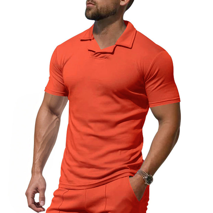 Men's Short Sporty Polo with Stylish Reversed Collar Lune London