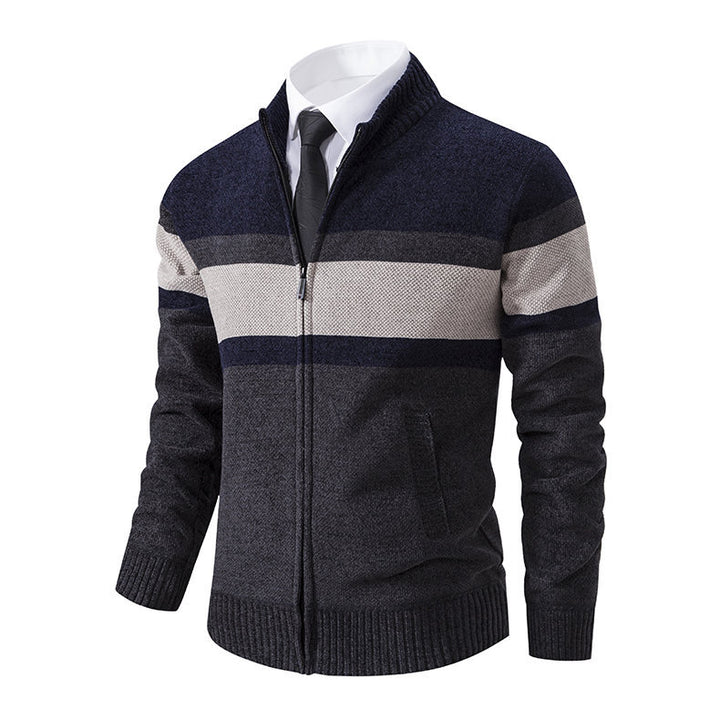 Modern knit jacket for men with high collar and full zip Lune London