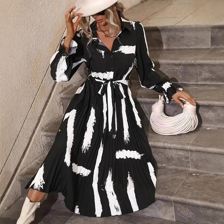 Long sleeve shirt dress for women with pleated details Lune London