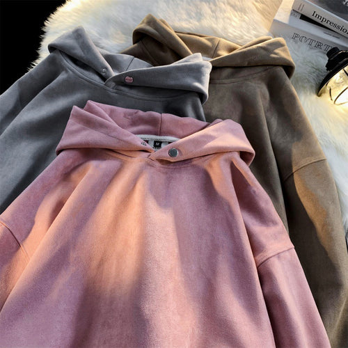 Comfortable hoodie for women with a modern velvet look Lune London