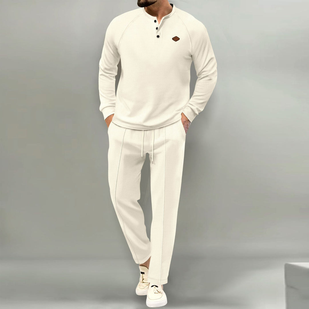 Casual long sleeve shirt for men with button placket and stylish jogger pants Lune London
