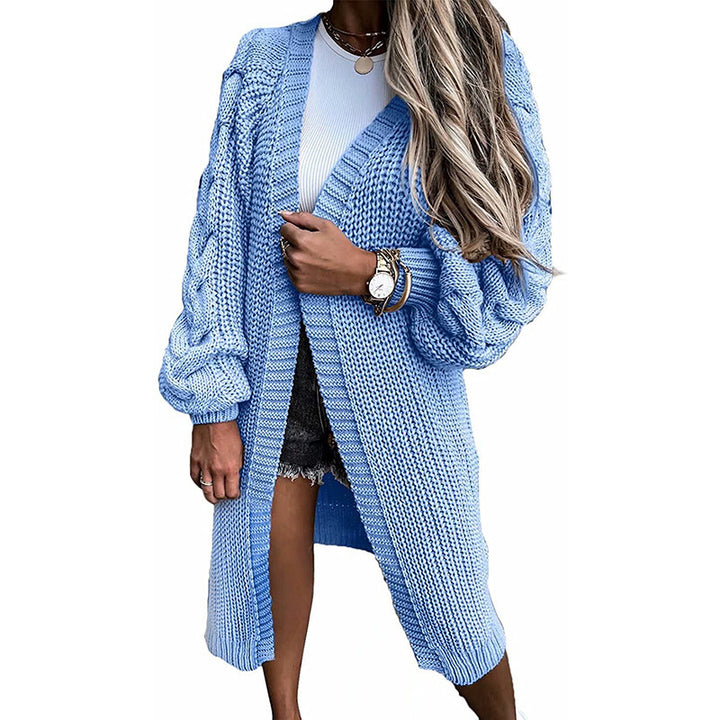 Women Long knit cardigan with voluminous sleeves and open sides Lune London
