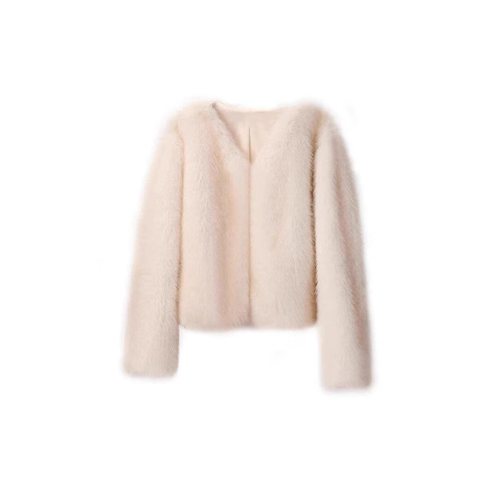 Ladies luxurious plush jacket with V-neck Lune London