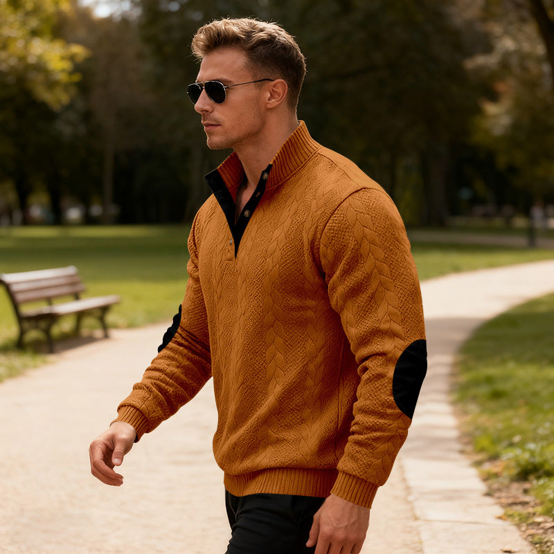 Knitted sweater for men with modern collar and elegant contrasting details Lune London