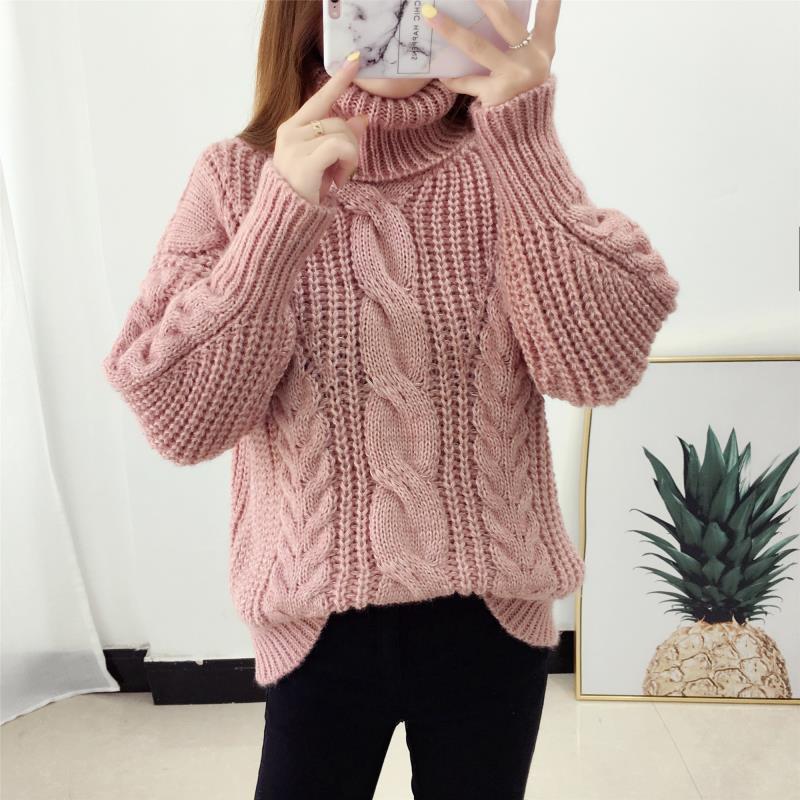 Chunky knit sweater for women with turtleneck and textured cable design Lune London