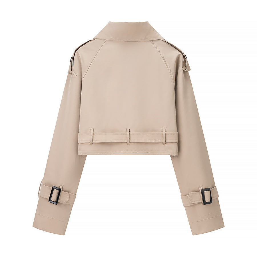 Ladies short trench coat with belt and double-breasted Lune London