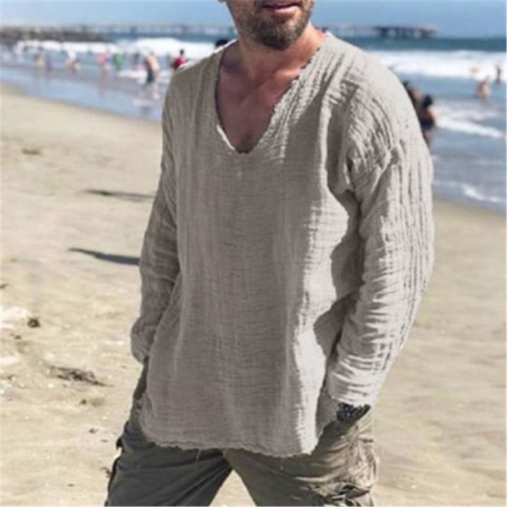Casual linen shirt for men V neck Lune London