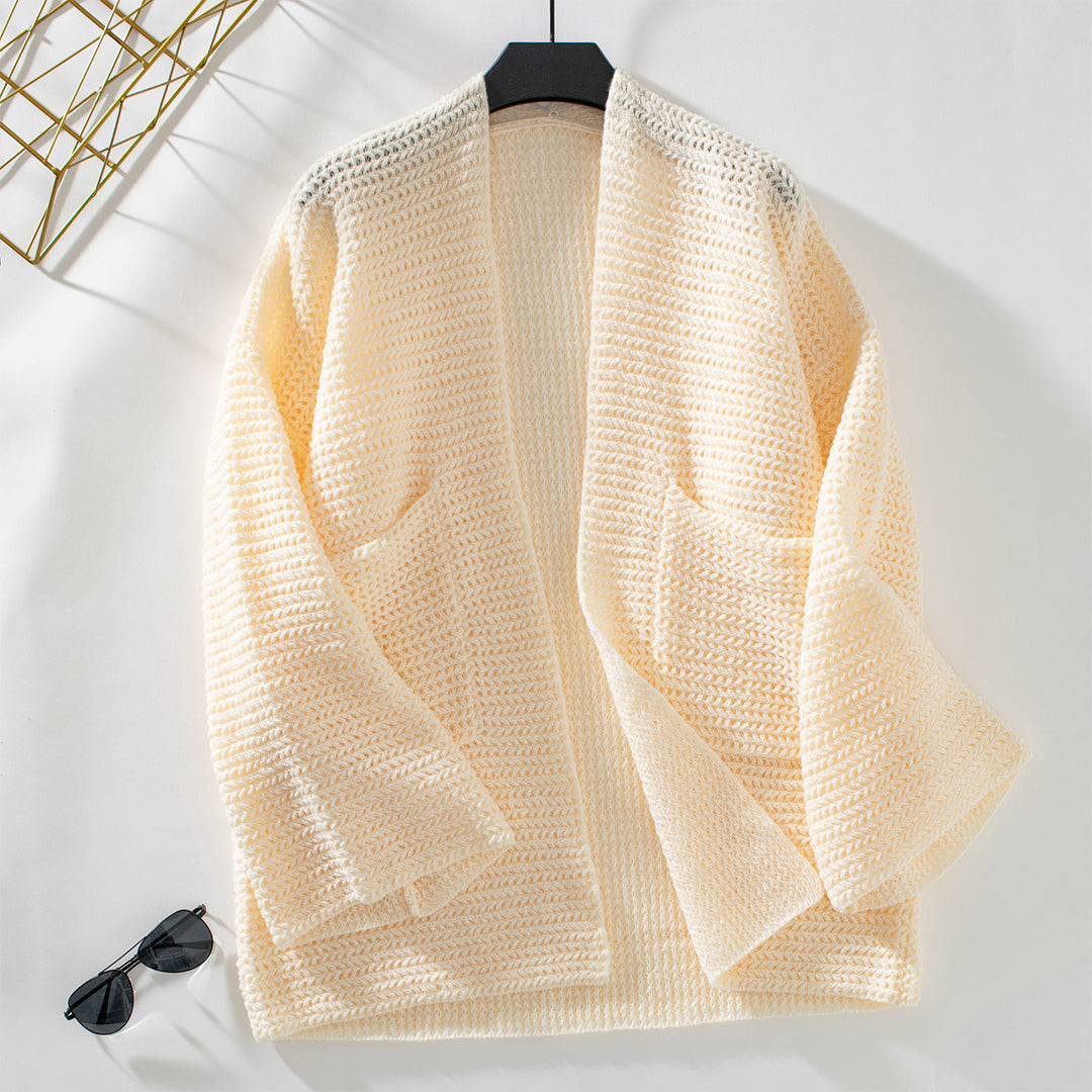 Airy knitted jacket for women with large pockets and open sleeves Lune London