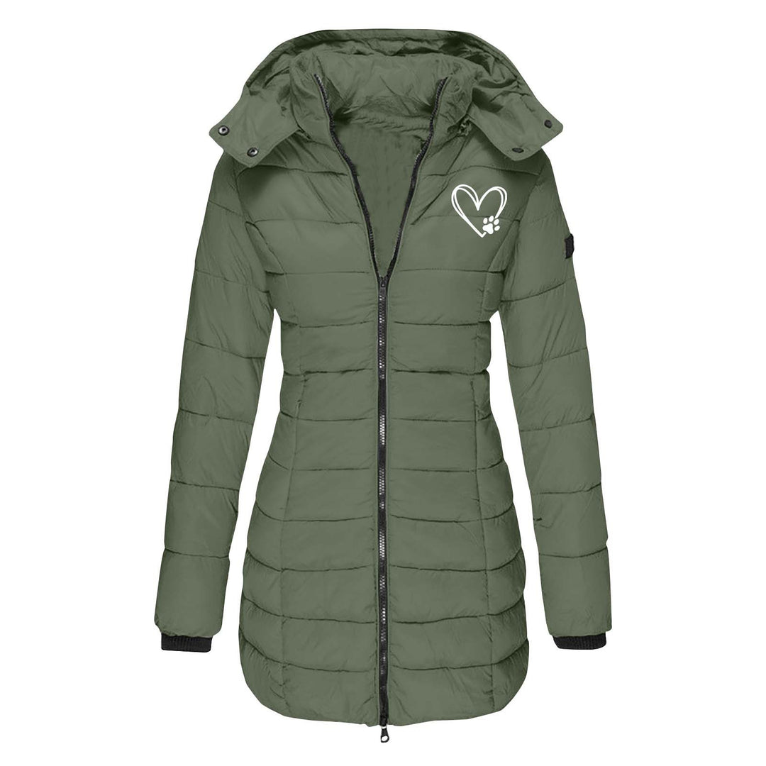 Ladies winter quilted down jacket with removable hood Lune London