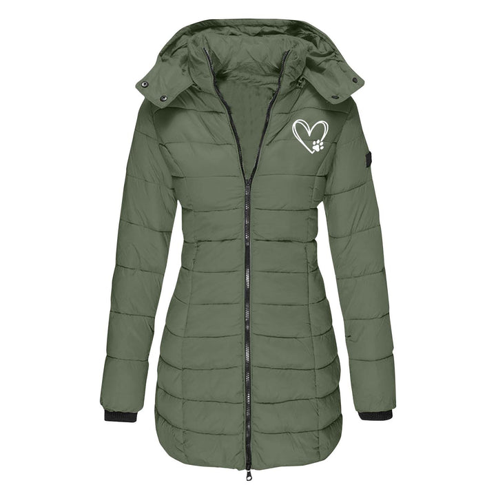 Ladies winter quilted down jacket with removable hood Lune London
