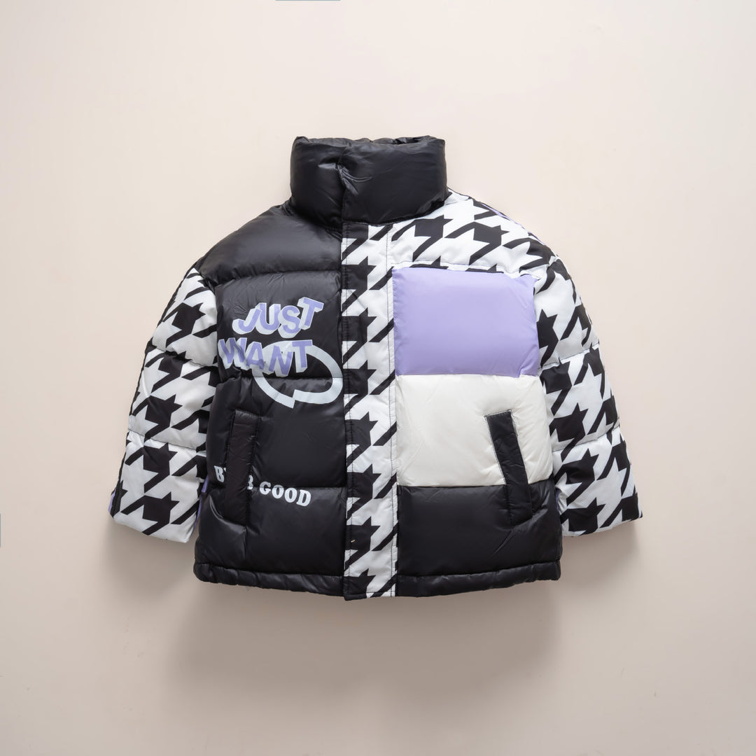 Oversized quilted jacket for women with a trendy patchwork design Lune London