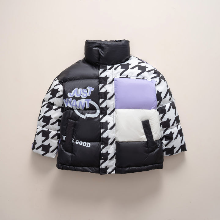 Oversized quilted jacket for women with a trendy patchwork design Lune London
