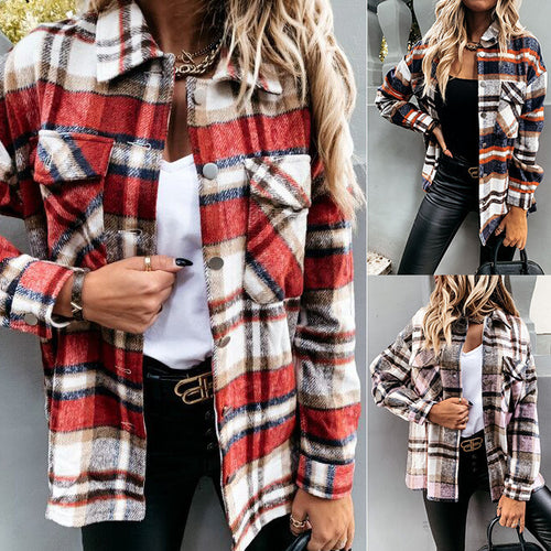 Shacket for women in soft checked fabric with practical chest pockets Lune London