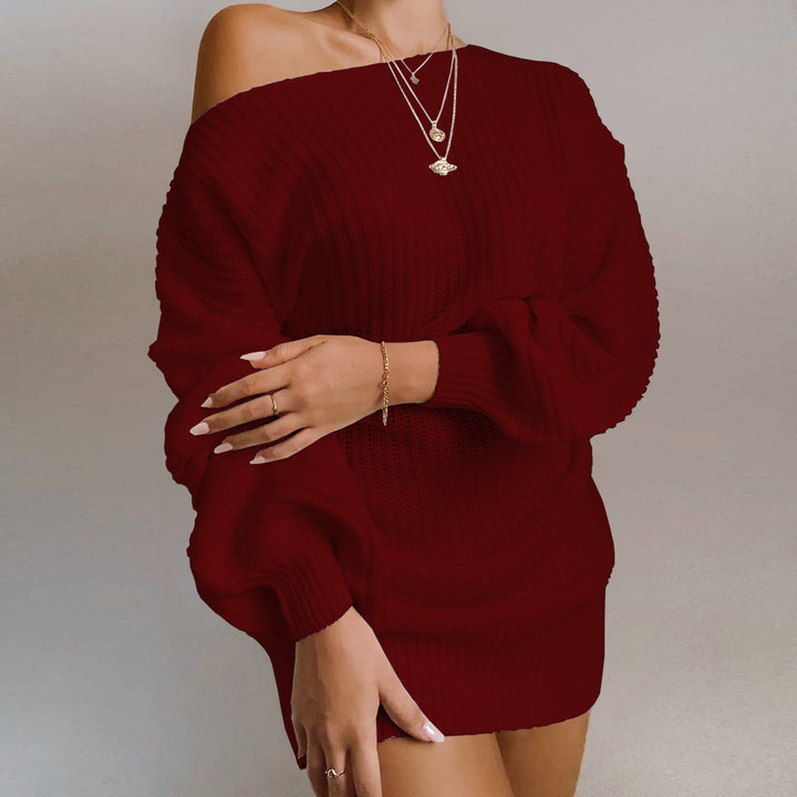 Oversized knitted dress for women with off-the-shoulder and relaxed fit Lune London