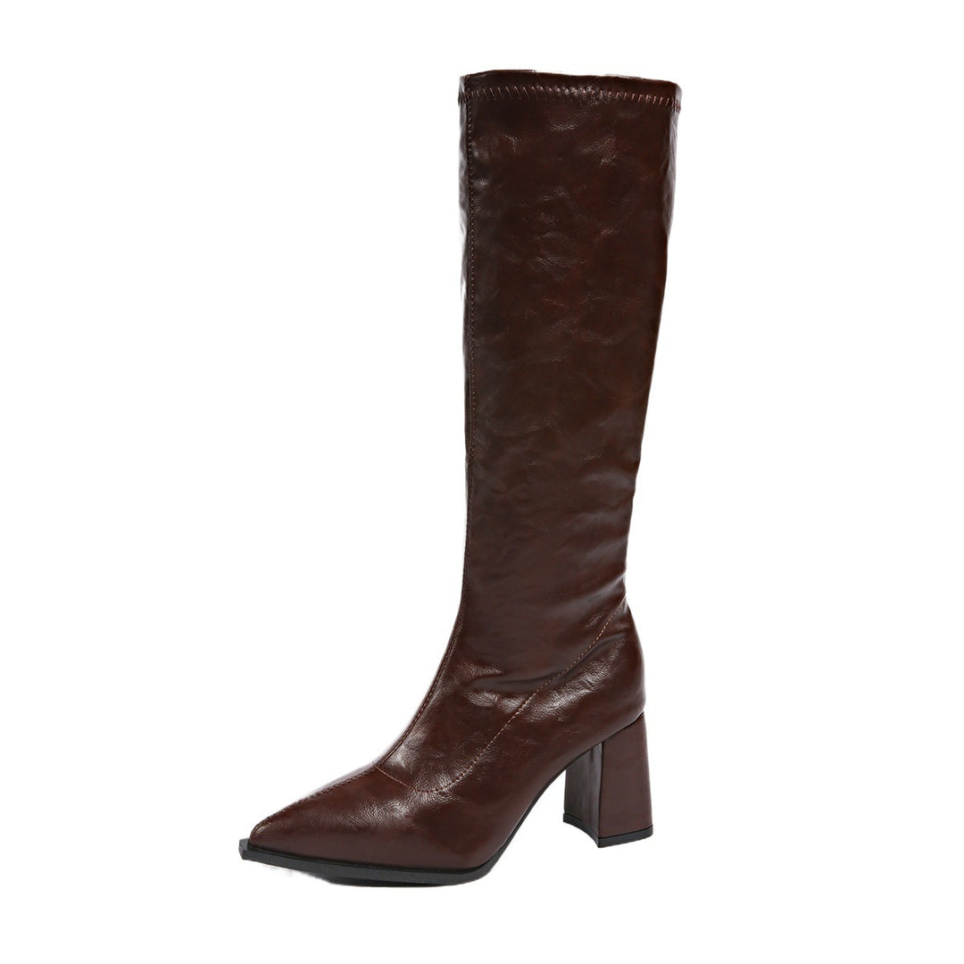 Fashion boots for women with a block heel and a pointed toe Lune London
