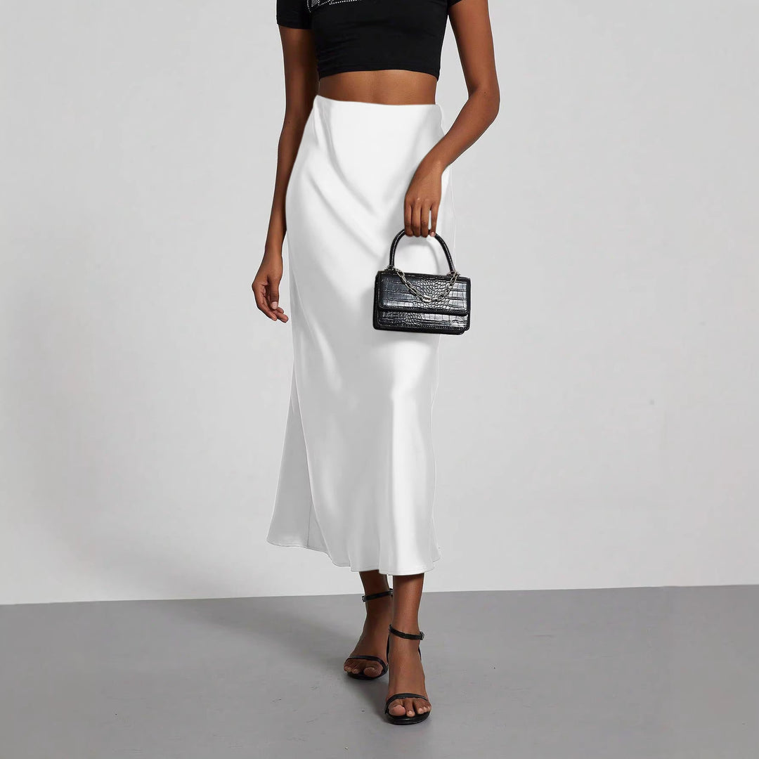 Women Elegant and flowing Satin Maxi Skirts Lune London