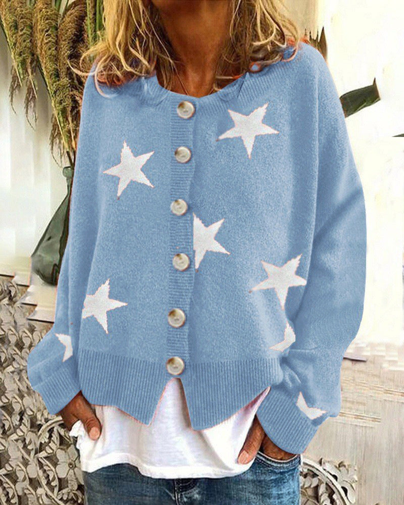 Casual knitted jacket for women with star pattern Lune London