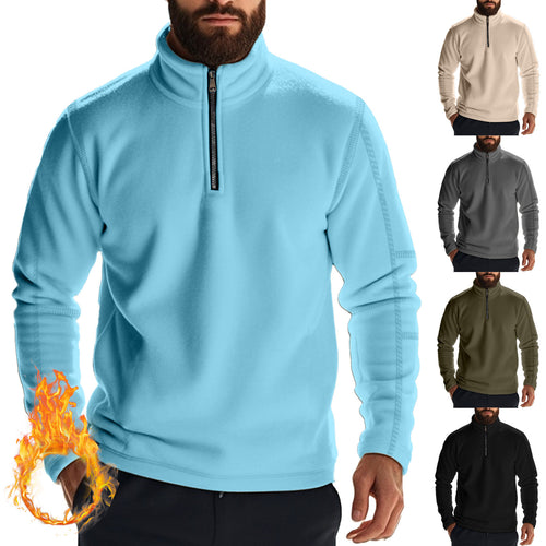 Men's fleece pullover with high collar and zipper Lune London