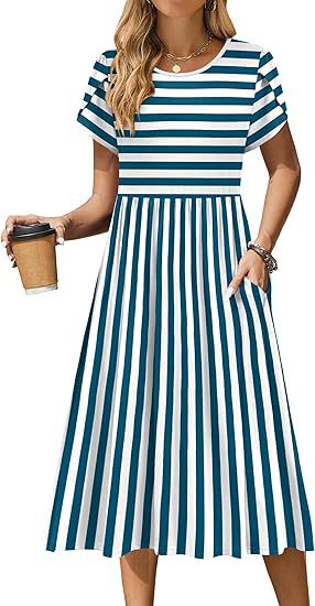 Midi dress for women with round neck and practical pockets Lune London
