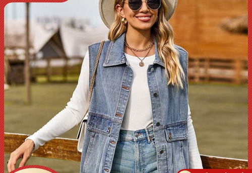 Denim jacket for women in a casual oversized style with practical pockets Lune London