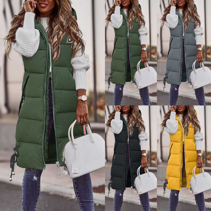 Ladies Quilted fashion vests with practical pockets and adjustable elastic drawstring Lune London