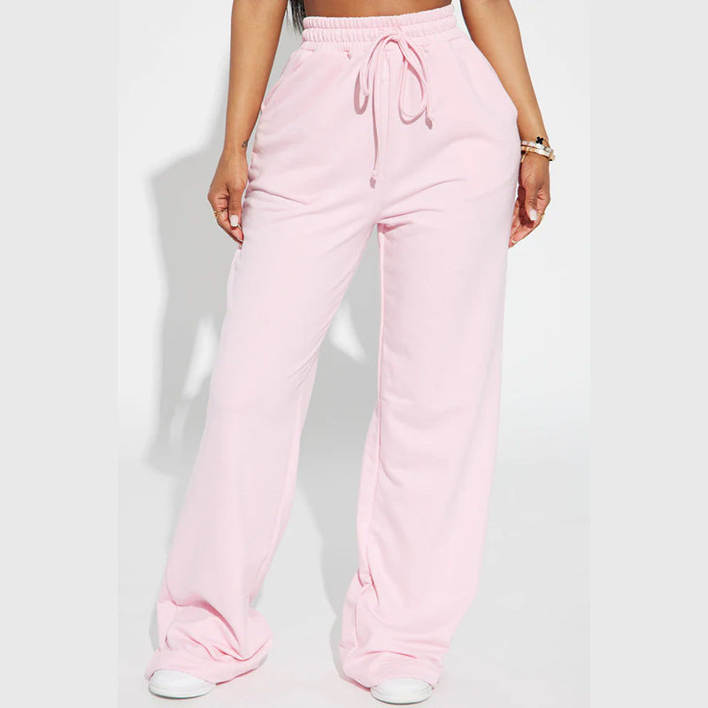Women's wide sweatpants with elastic waistband and drawstring Chic & Stil