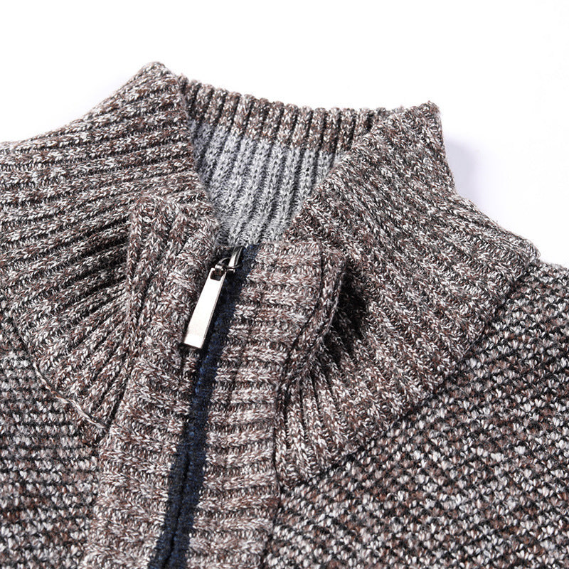 Trendy knitted jacket for men with high collar and practical pockets Lune London