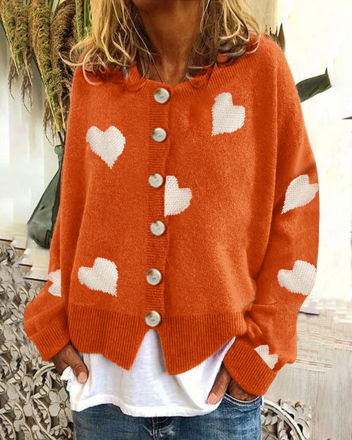 Knit jacket for women with heart pattern and trendy cut Lune London
