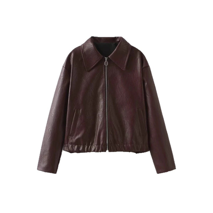 Fashion faux leather jacket for women with a relaxed fit and practical pockets Lune London