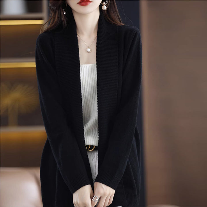 Cardigan for women with elegant ribbed structures and an open cut Lune London