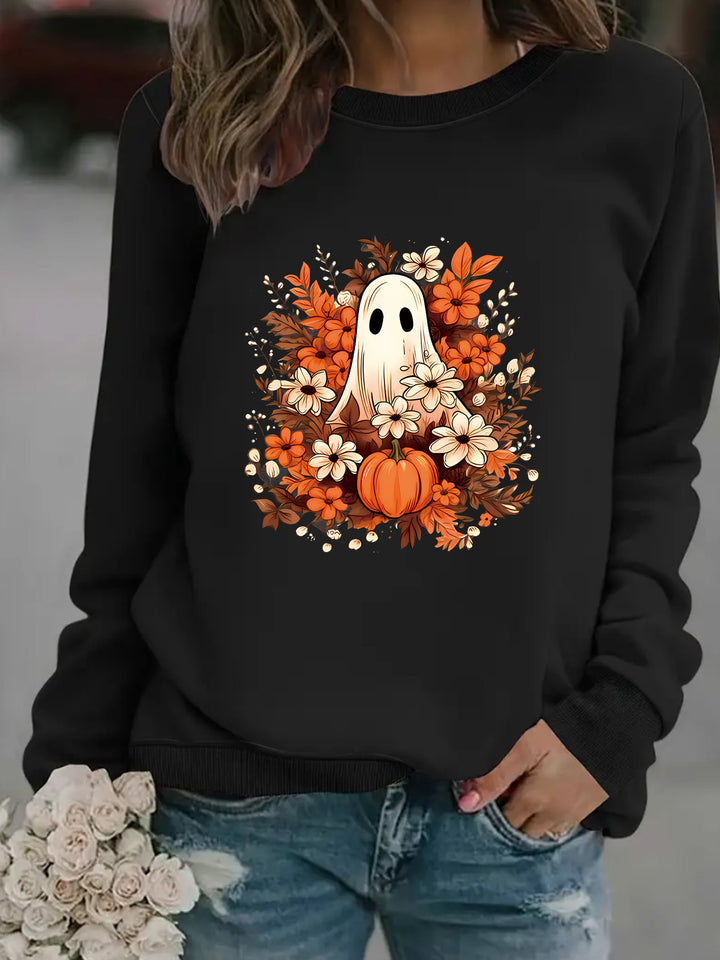 Sweatshirt femme avec motif automnal ludique et effrayant Chic & Stil