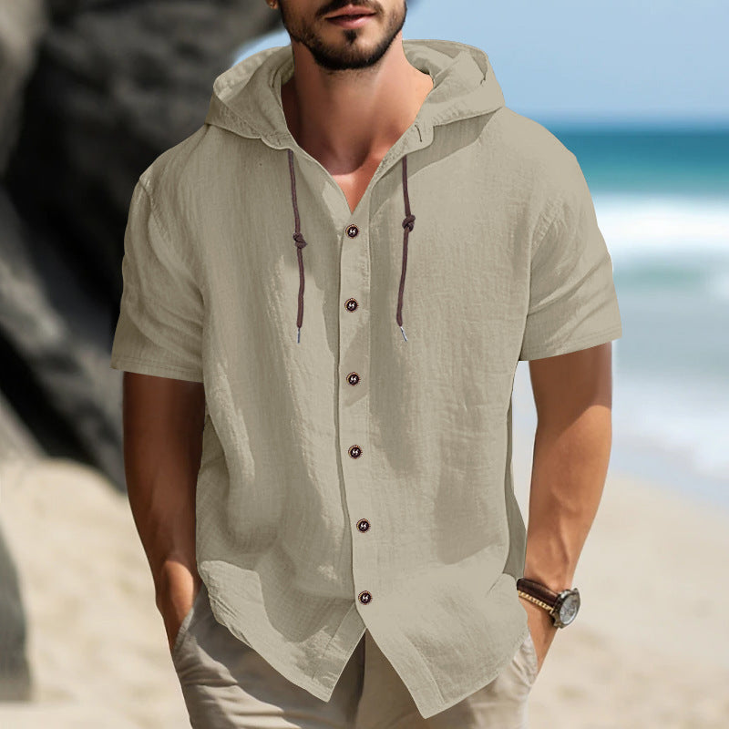 Casual short-sleeve shirt for men with hood Lune London