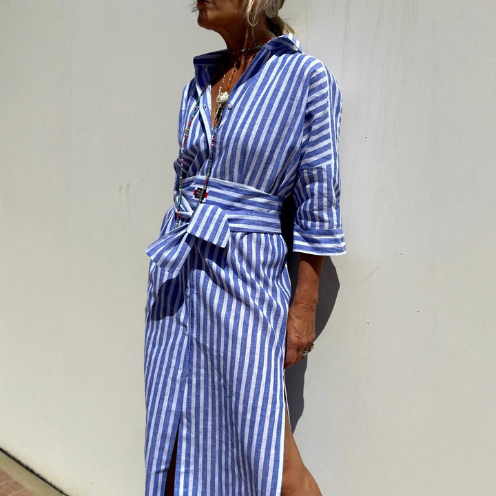Shirt dress for women with a modern lacing design and side slits Lune London