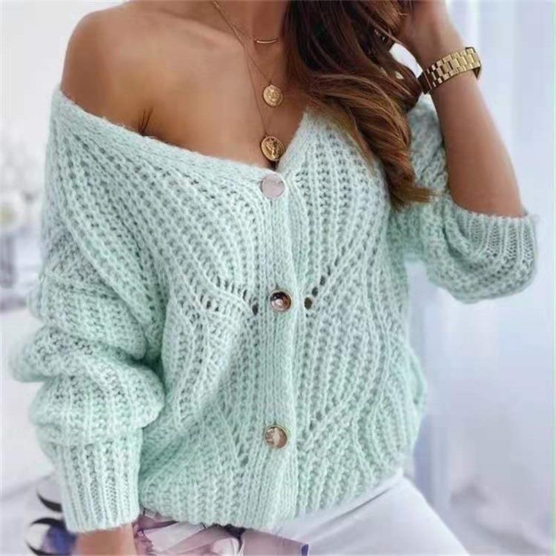 Cardigan en tricot épais pour femmes avec un design ouvert avantageux et des détails de boutons décoratifs Chic & Stil