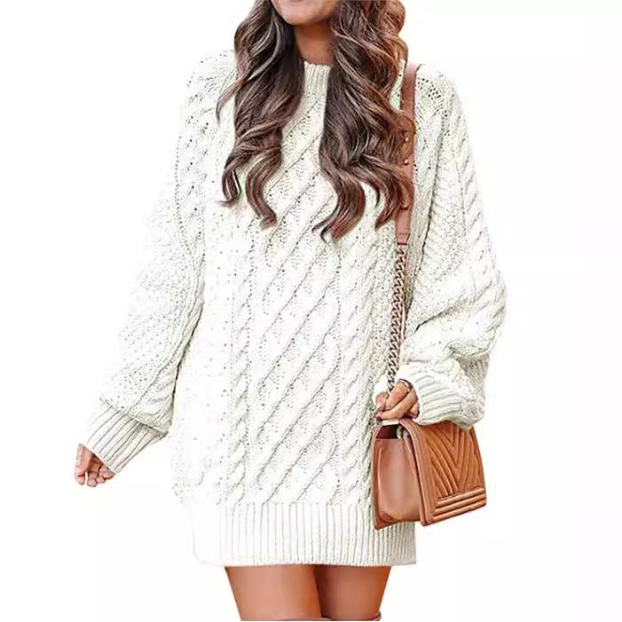 Woman Large knitted pullover with twisted pattern and relaxed fit Lune London
