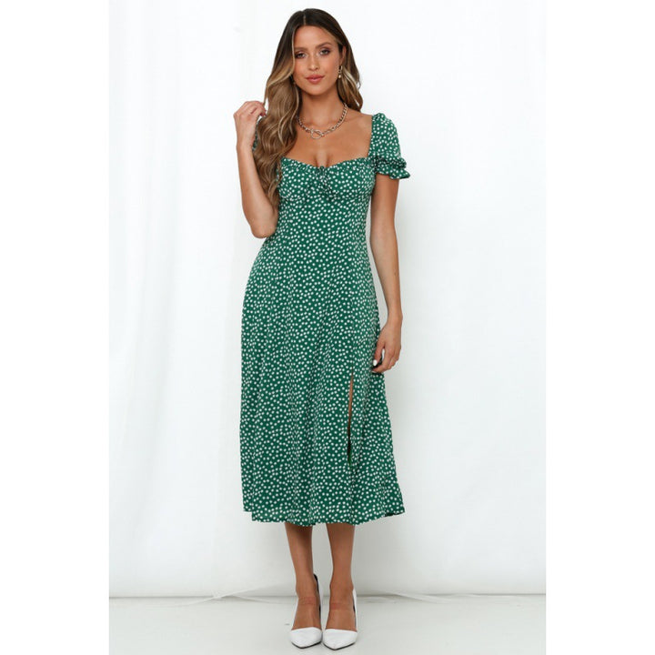 Robe midi femme avec fente latérale et motif floral romantique Chic & Stil