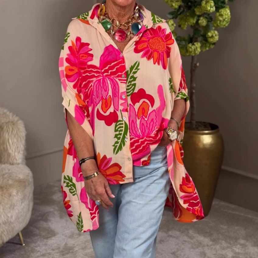 Blouse kimono fluide pour femme avec design floral coloré Chic & Stil