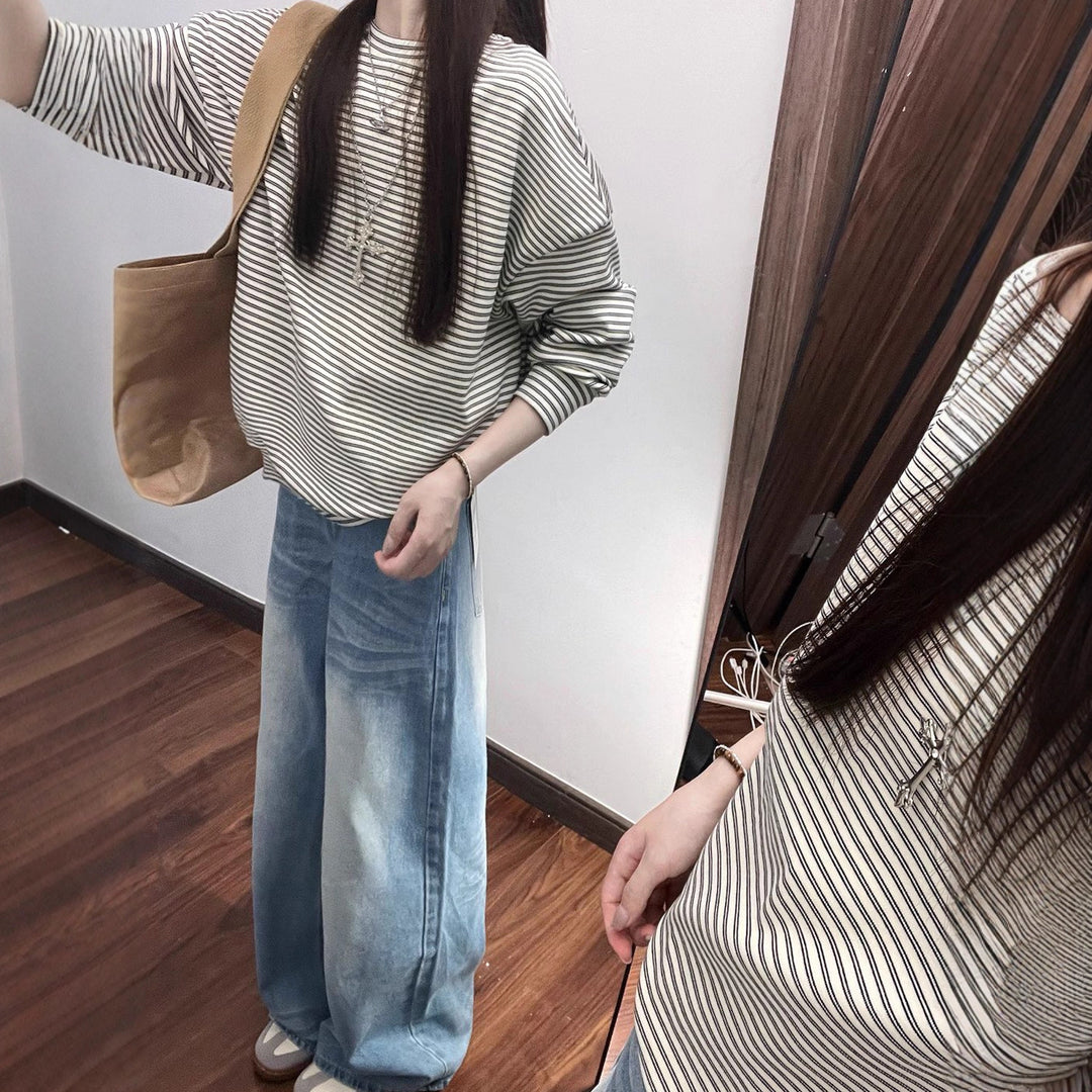 Women's Casual Stripe Long Sleeve Shirt Chic & Stil
