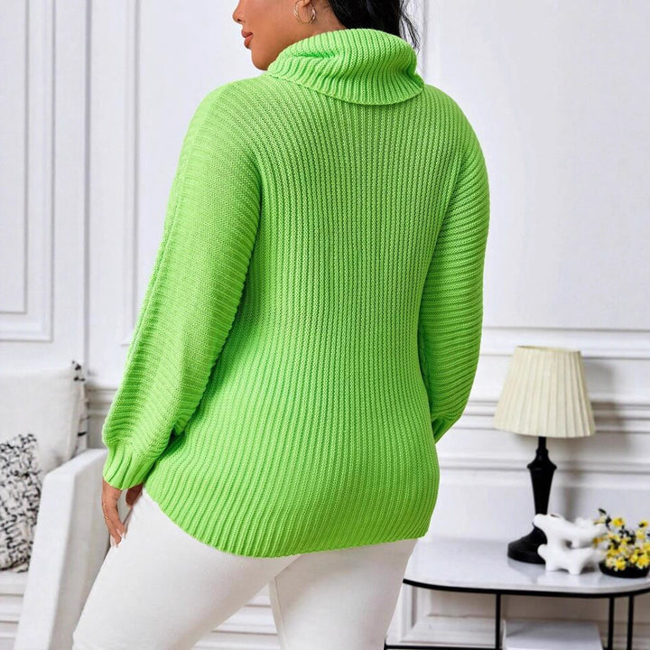Chunky knit pullover for women with high collar and textured design Lune London