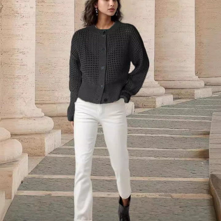 Knitted jacket for women with an airy mesh structure Lune London