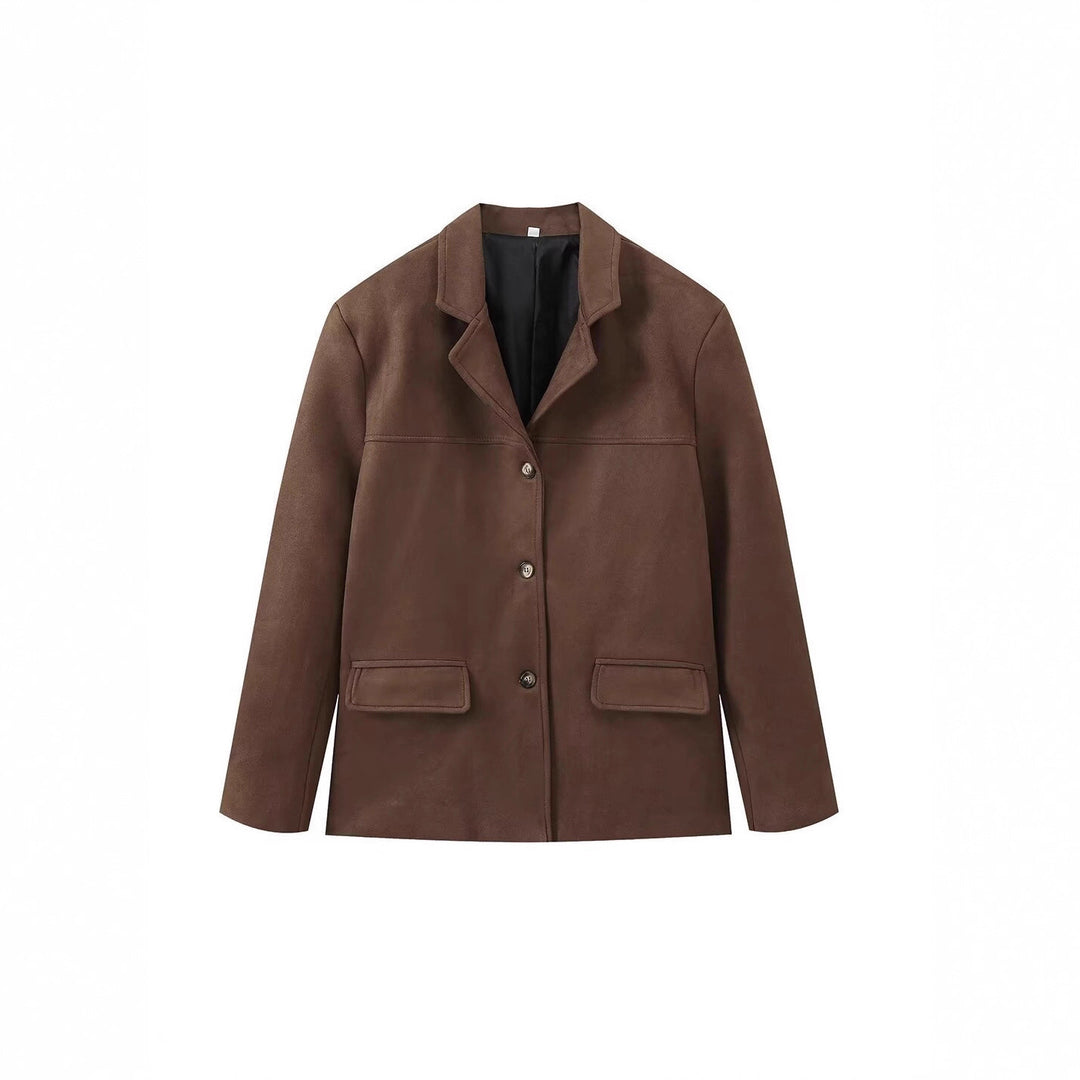 Lune London faux leather elegant jacket for women with patch pockets